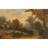 G Pane (19th Century)/Pastoral Scene/signed lower right/Walter Barker label verso/oil on panel, 20.