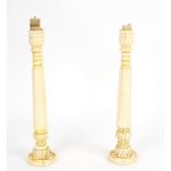 A pair of Anglo-Indian ivory candlesticks, made from parts of an 18th Century howdah,