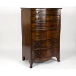 A reproduction serpentine front chest of six drawers and brushing slide, 76.