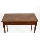 An early 19th Century mahogany side table, fitted two drawers on square taper legs,