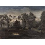 TB/Moonlit Landscape/with house in a wooded glade/initialled and dated 1889/oil on canvas,