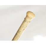 A whalebone walking stick with ivory knop Condition Report: This lot contains an