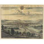 Johannes Kip (Dutch 1652-1722)/The West Prospect of Gloucester City/coloured engraving,