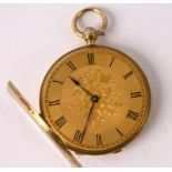 A gold cased open faced pocket watch, Le Roy et Fils, 296 Regent St, London,