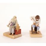 A pair of Russian Gardner figures, the cobbler with companion,