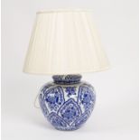 An Oriental style porcelain table lamp with shade