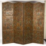 An Edwardian four-panel three-fold screen,