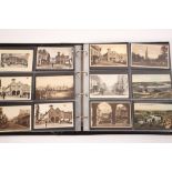 A postcard album containing approximately three hundred and fifty RP's and other postcards,