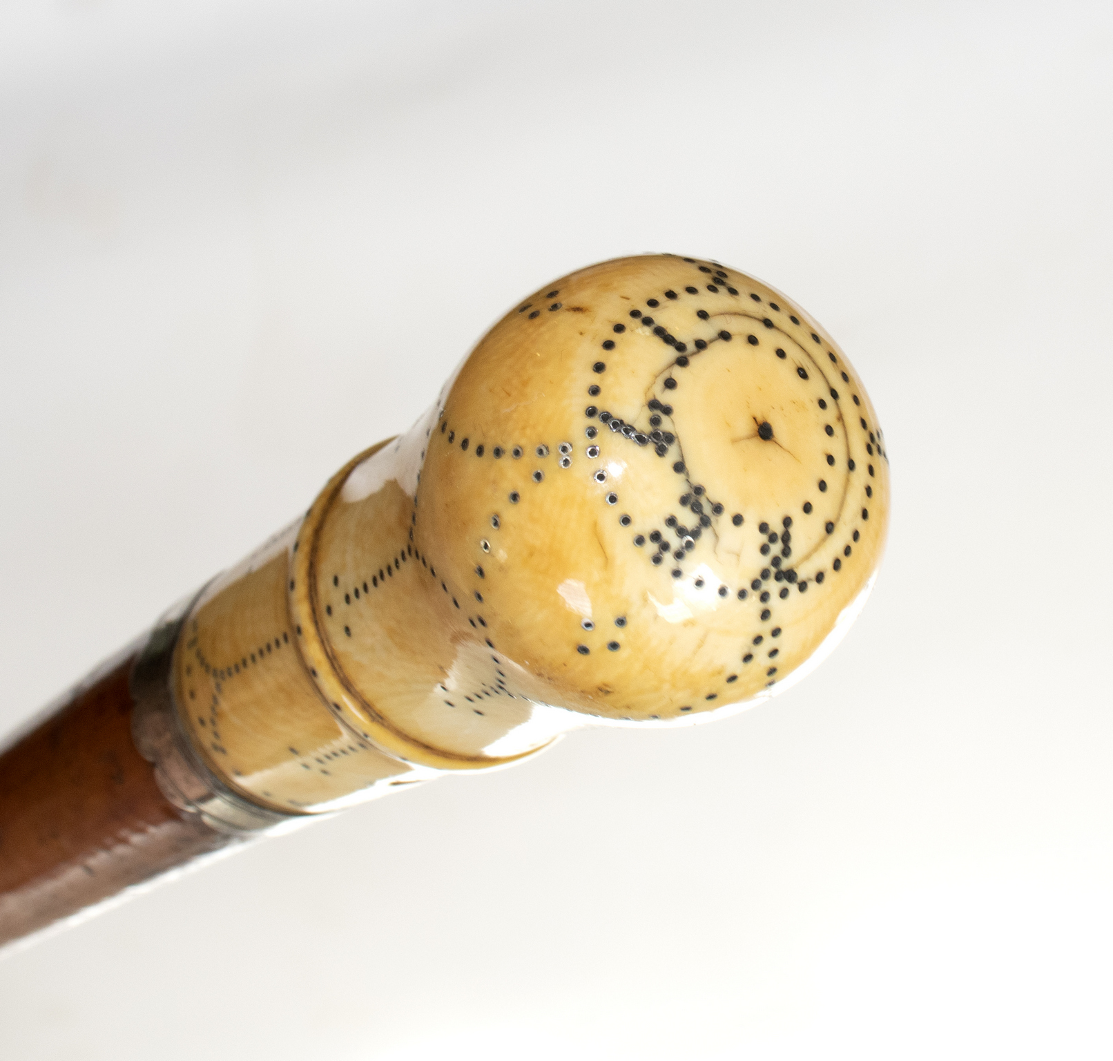 A George III walking stick, the collar inscribed Parker 1702,
