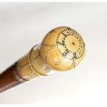 A George III walking stick, the collar inscribed Parker 1702,