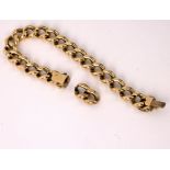 An 18ct gold curb link bracelet, 21cm long with two extra links, approximately 31.