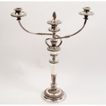 A Sheffield plate two-branch three-light candelabra by Matthew Boulton,