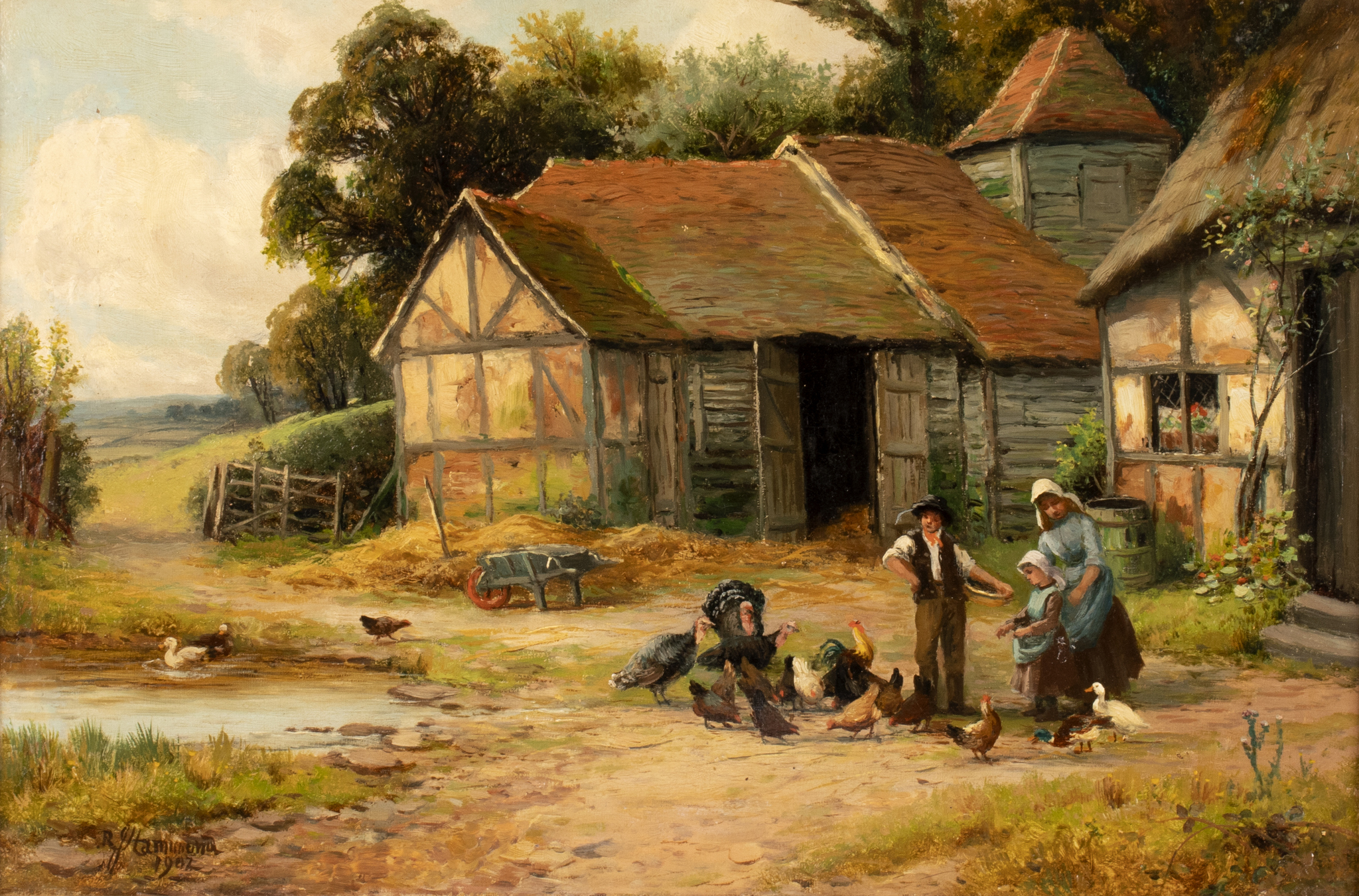 Robert John Hammond (1879-1911)/Farmyard Scene with Figures,