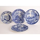 Two Spode plates in the Tiber and Gothic Castle patterns,