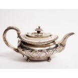 A George IV silver teapot, William Elliott, London 1822,