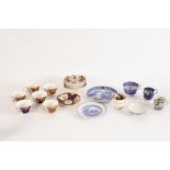 Six Derby Imari pattern tea cups and saucers and sundry 19th Century ceramics including Chinese