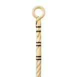 A whalebone walking stick with ring handle and entwined snake decoration/see illustration