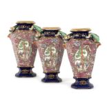 A garniture of three Masons Ironstone vases in the Chinese style, the largest 21.