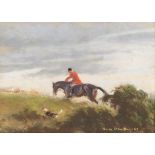 Heather St Clair Davis (British 1937-1999)/Huntsman and Hounds in Pursuit/signed/gouache,