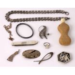 A quantity of silver jewellery to include an oval Mexican brooch,