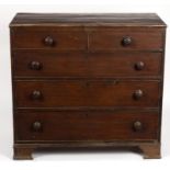 A Victorian mahogany chest of two short over three long drawers on bracket feet, 102.