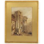 After David Roberts/Ancient Roman Gateway, Cordova/initialled/watercolour heightened with white,