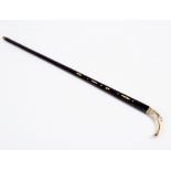 A Indian ebony walking stick inlaid bone,