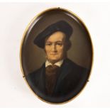 A Vienna style oval portrait plate depicting Wagner, J Richter, 32cm x 24.