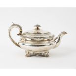 A George IV silver teapot and cover, Emes & Barnard, London 1826,