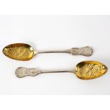 A pair of Victorian silver dessert spoons, Robert Gray & Son, Glasgow 1844,