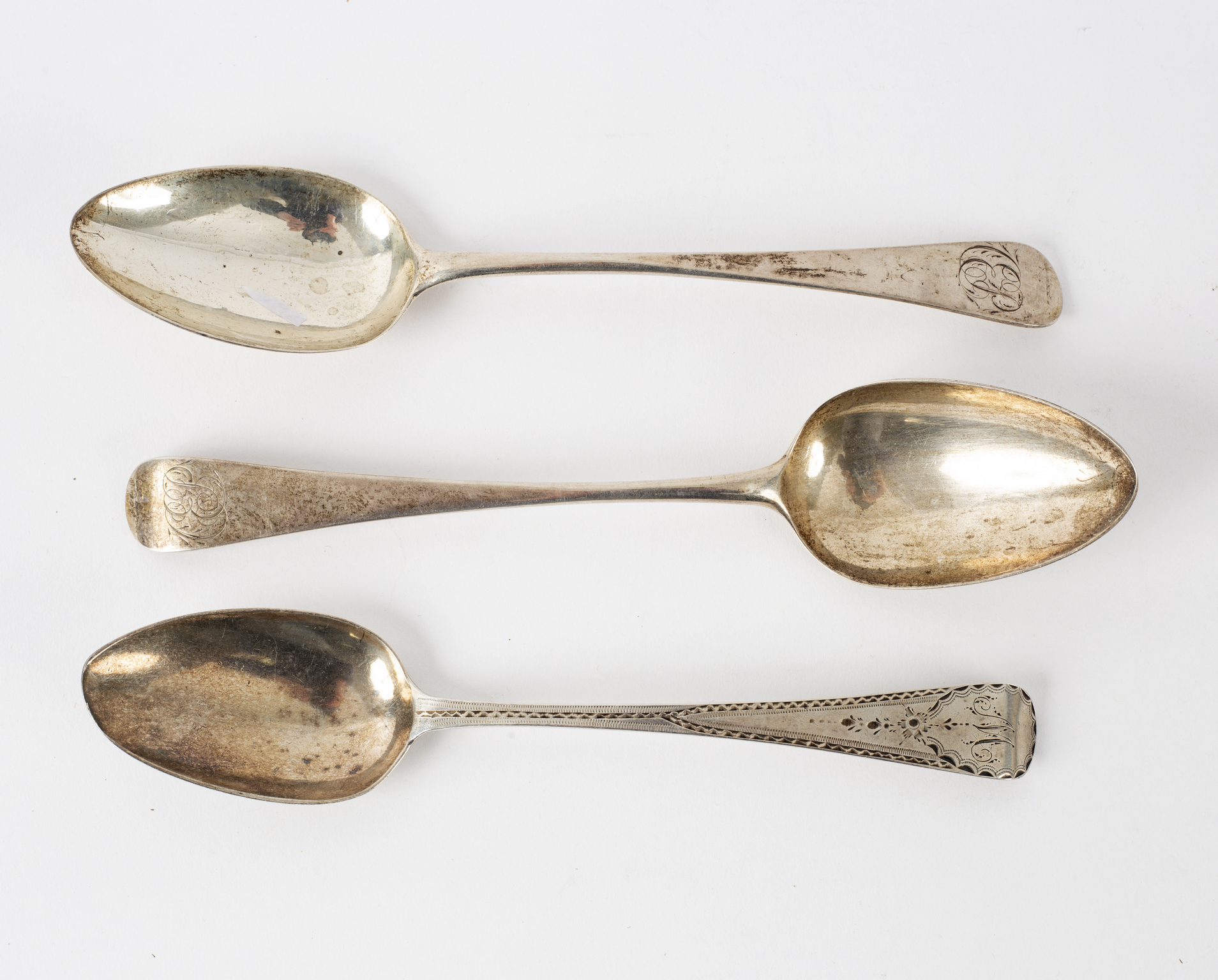A pair of silver table spoons, Peter, Ann and William Bateman,