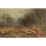 George Sheffield (British 1839-1889)/The Saw Pits/signed and dated 1876/watercolour,