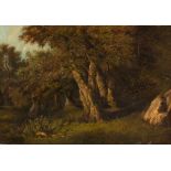 Attributed to William Henry Banks Davis/Wooded Landscape with Ferns/oil on canvas,