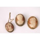 Three oval cameo rings