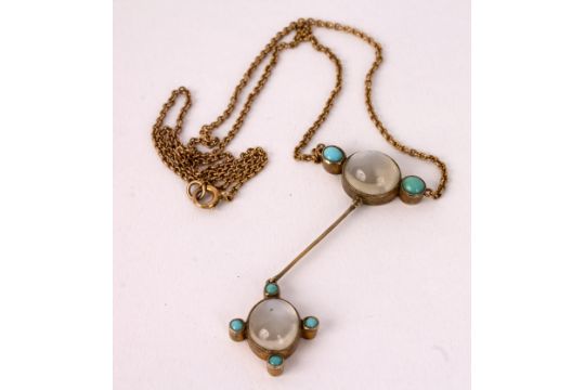 An Edwardian moonstone and turquoise pendant necklace,