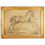 19th Century French School/Prancing Stallion in a Landscape/indistinctly signed and dated