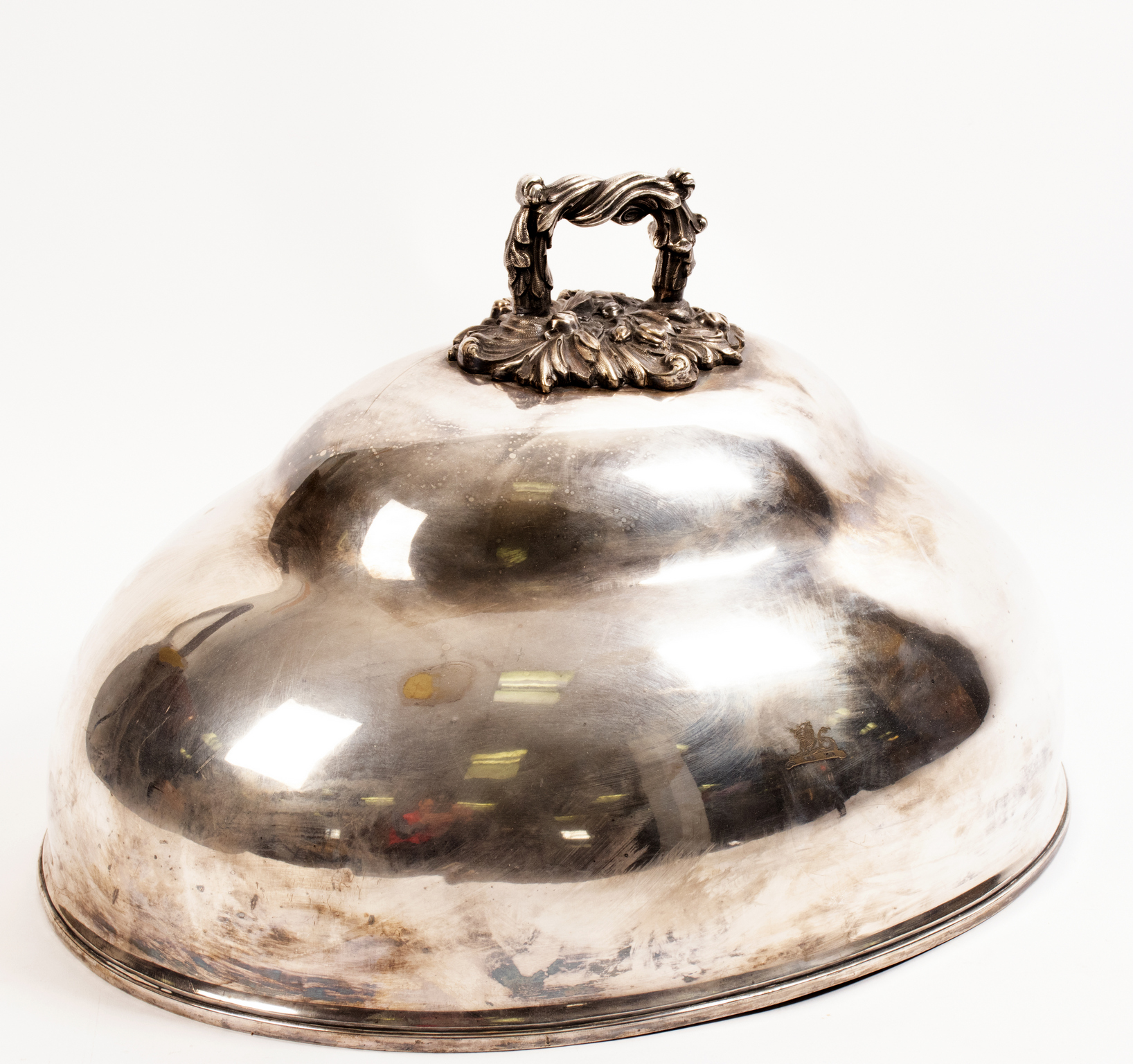 A silver plated food dome, 50cm wide.