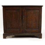 An oak cupboard enclosed by panel doors,