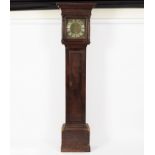 An oak cased thirty-hour longcase clock, Benj Anns, Highworth, the brass dial with coastal scene,