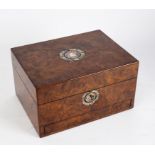 A mid-19th century burr walnut and mother-of-pearl inlaid dressing case,