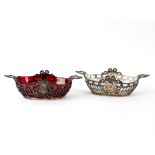 Two silver baskets with glass liners, Chester import marks, circa 1900,