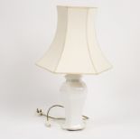 An Oriental style porcelain table light with shade