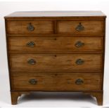 A 19th Century mahogany and satinwood crossbanded chest of two short and three long drawers on