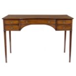A 19th Century mahogany side table, the concave front with one long and four short drawers,