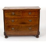 A 19th Century satin walnut chest of two long and two short drawers on turned feet, 102.