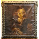 17th Century Continental School /Rabbi/half-length portrait, seated holding a book/oil on canvas,