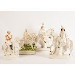 A pair of Staffordshire figures on horseback, 37cm high,