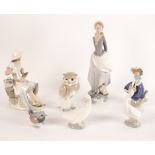 Seven Lladro and Nao figures