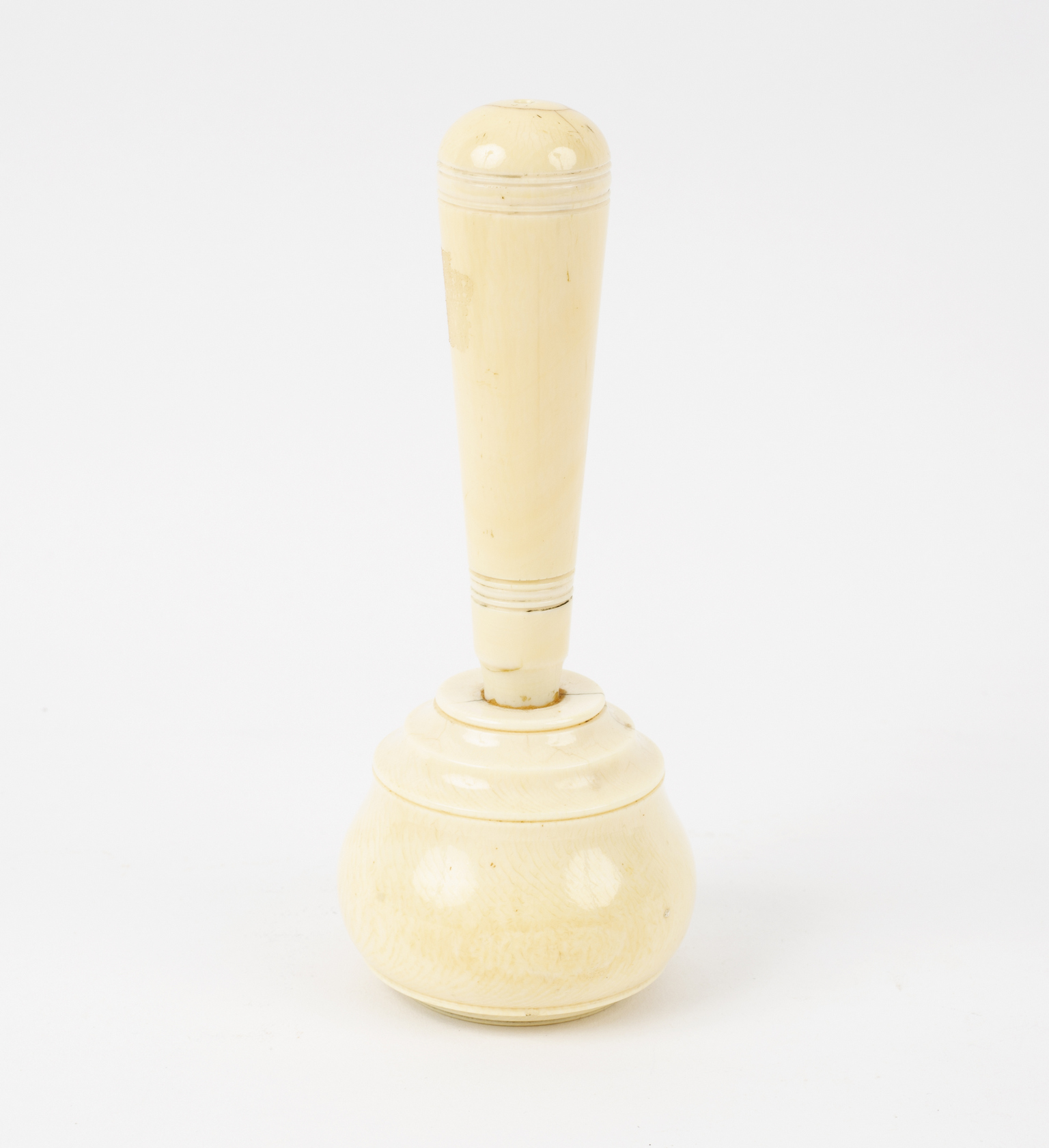 An ivory mallet, the silver mount Sheffield 1898, with monogram on the plate below,