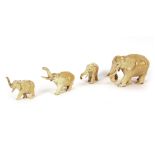 A set of four Anglo-Indian ivory elephants, circa 1840, the largest 17.